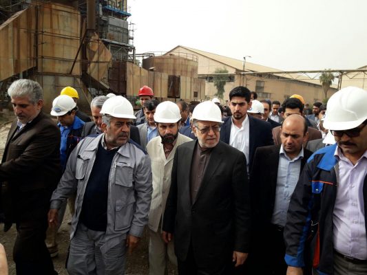 بازدید وزیر صنعت ،‌معدن و تجارت از روند اجرایی بازسازی و نوسازی کارخانه قند دزفول توسط سازمان گسترش و نوسازی صنایع ایران